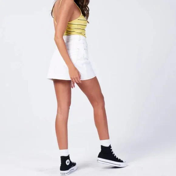 ROLLA'S Australia NEW 'HI MINI' High Rise Mini Jean SKIRT Denim White Women's 28 - Picture 2 of 14